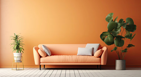 Modern living room in house with contemporary interior design, comfortable sofaの素材
