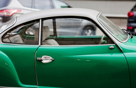 part of retro car. vintage auto doorの写真素材