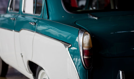Rear light of retro car. tail light vintage automobile