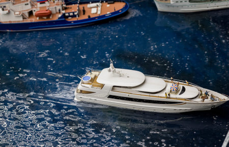 miniature yacht. Rowing boat in the ocean
