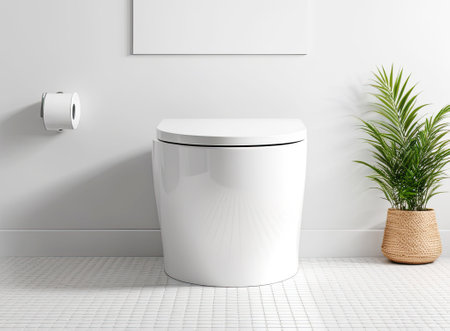 Stylish white toilet bowl in a modern interiorの素材
