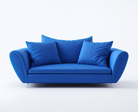 blue comfortable couch on white background. luxury furnitureの素材