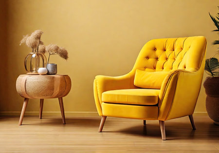 elegant bright armchair in a minimalist interiorの素材