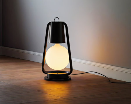 modern glowing loft lantern on the floor in the apartmentの素材