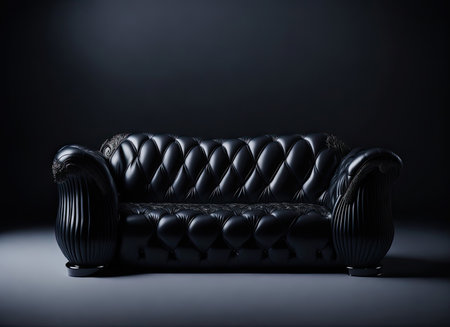 contemporary luxury couch in dark room. comfortable stylish sofaの素材