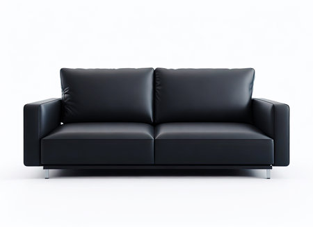 comfortable sofa stands on white background, expensive leather coachの素材