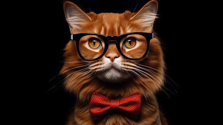 cute portrait pet cat with fashion sunglassesの素材