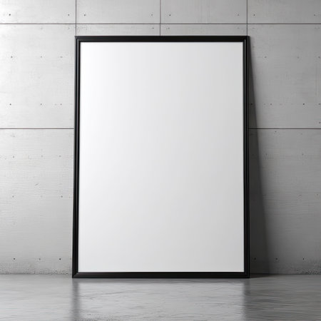 empty white frame on a gray wall. design element,の素材
