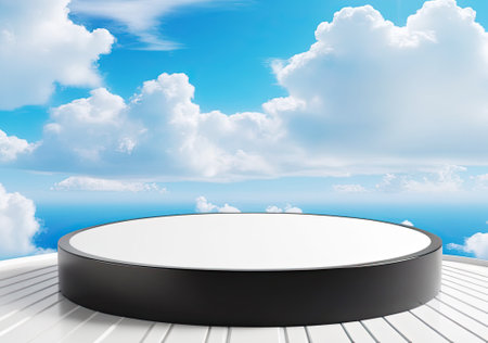 Luxury podium for product display presentation on sky background.の素材