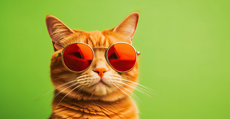 Cool Cat in sunglasses on background. funny domestic animalsの素材