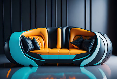 modern futuristic sofa. luxury comfortable furniture for interiorの素材