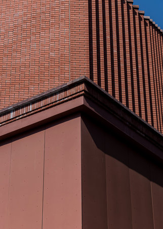 Contemporary architecture with brick. facade modern building