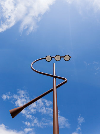 Modern Street light against blue sky backgroundの写真素材
