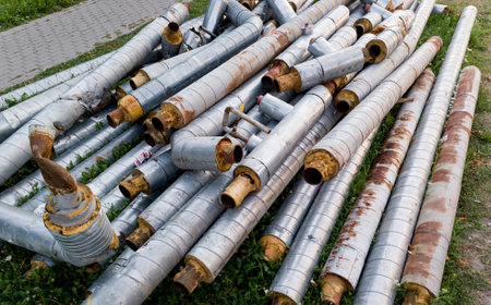 old rusty metal pipes for recycling. industrial conceptの写真素材