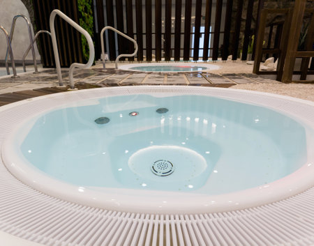 Elegant round indoor swimming pool.の写真素材