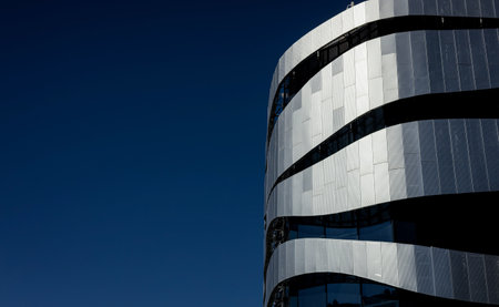 minimalistic metal architecture. modern building over blue sky backgroundの写真素材