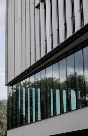 glass and steel facade modern business architectureの写真素材