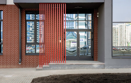 entrance group in modern apartment building. no peopleの写真素材