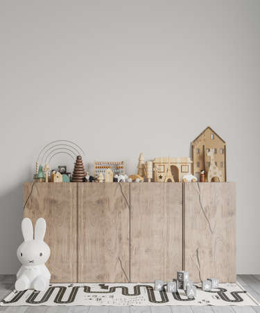 Interior Childrens Room Wallpaper Background Mockupの写真素材