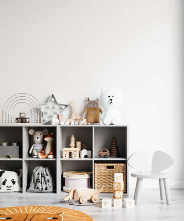 Interior Childrens Room Wallpaper Background Mockupの写真素材