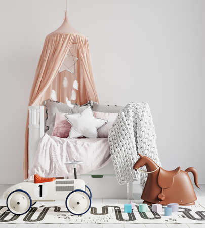 Interior Children Playroom Wall Mockupの写真素材