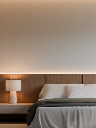 Modern Minimalist Japandi Bedroom Interior Frame Poster Mockup