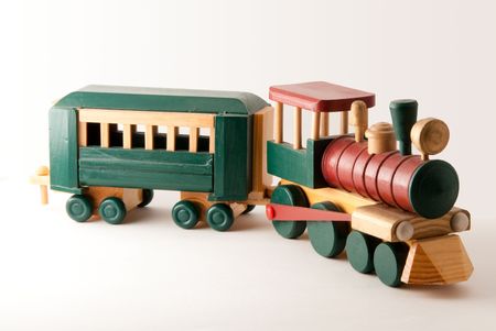 Woodent Toy Train Engine and Carの写真素材