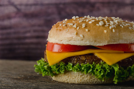 Delicious hamburger whit cheeseの写真素材