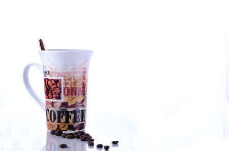 Cup of Coffee in white background (minimalist)の写真素材