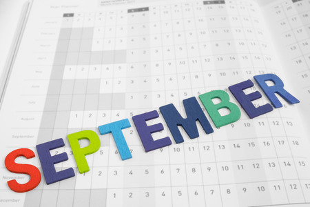 September - monthly on date number calendar paper - colorful uppercase letter September monthの写真素材