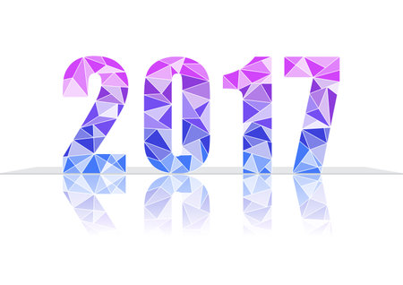 2017 New Year in Polygon blue pink purple color
