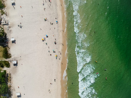 Drone photo of Barra da Tijuca beach, Rio de Janeiro, Brazil.の写真素材