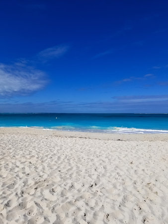 beautiful beach with turquoise water in Grace Bay, Providenciales, Turks and Caicos.の写真素材