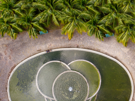 aerial view of park in Barra da tijuca, Rio de janeiro. Drone pov indicates geometric shapes and patterns.の写真素材