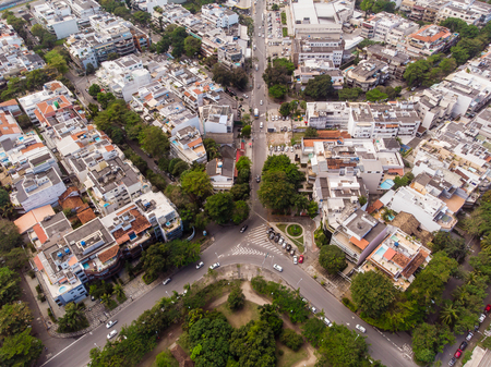 Aerial panorama view of Barra da Tijuca beach during a cloudy day.の写真素材