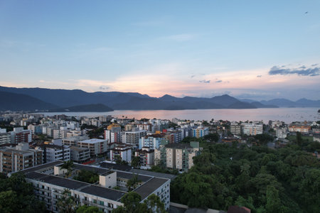 BR 101 road marging Ubatuba Vermelha beachの写真素材