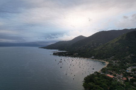 Drone view of Ilhabela island, at Sao Paulo state, Brazilの写真素材