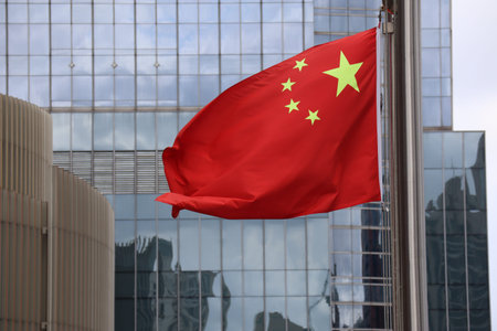 China flag waving in the wind.