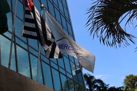 Mercosur Mercosul and Sao Paulo flag together