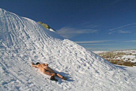  man on the snowの写真素材