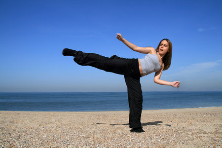 yoga on the coast and beachの写真素材