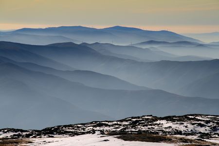 cold winter landscape with snowの写真素材