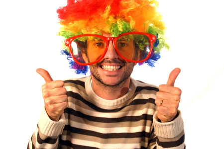 happy clown over white backgroundの写真素材