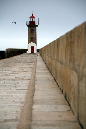 beautiful lighthouse in the oporto coastの写真素材