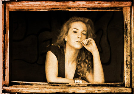 beautiful fashion girl photo, outside shootの写真素材