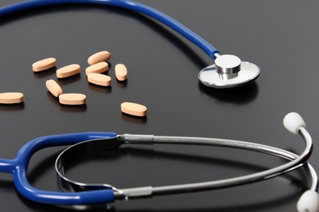 blue stethoscope, medicine, diagnosis and health photoの写真素材
