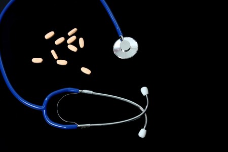 blue stethoscope, medicine, diagnosis and health photoの写真素材