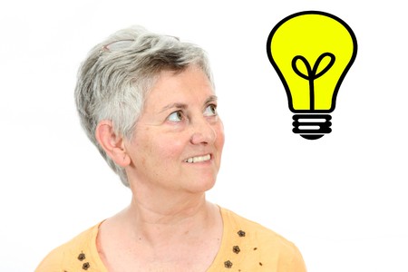 beautiful casual Mature woman having a ideaの写真素材