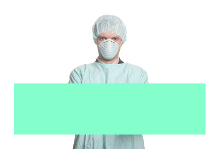 beautiful nurse with publicity boardの写真素材