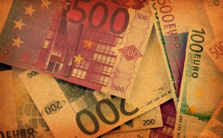 old euro bills backgroundの写真素材